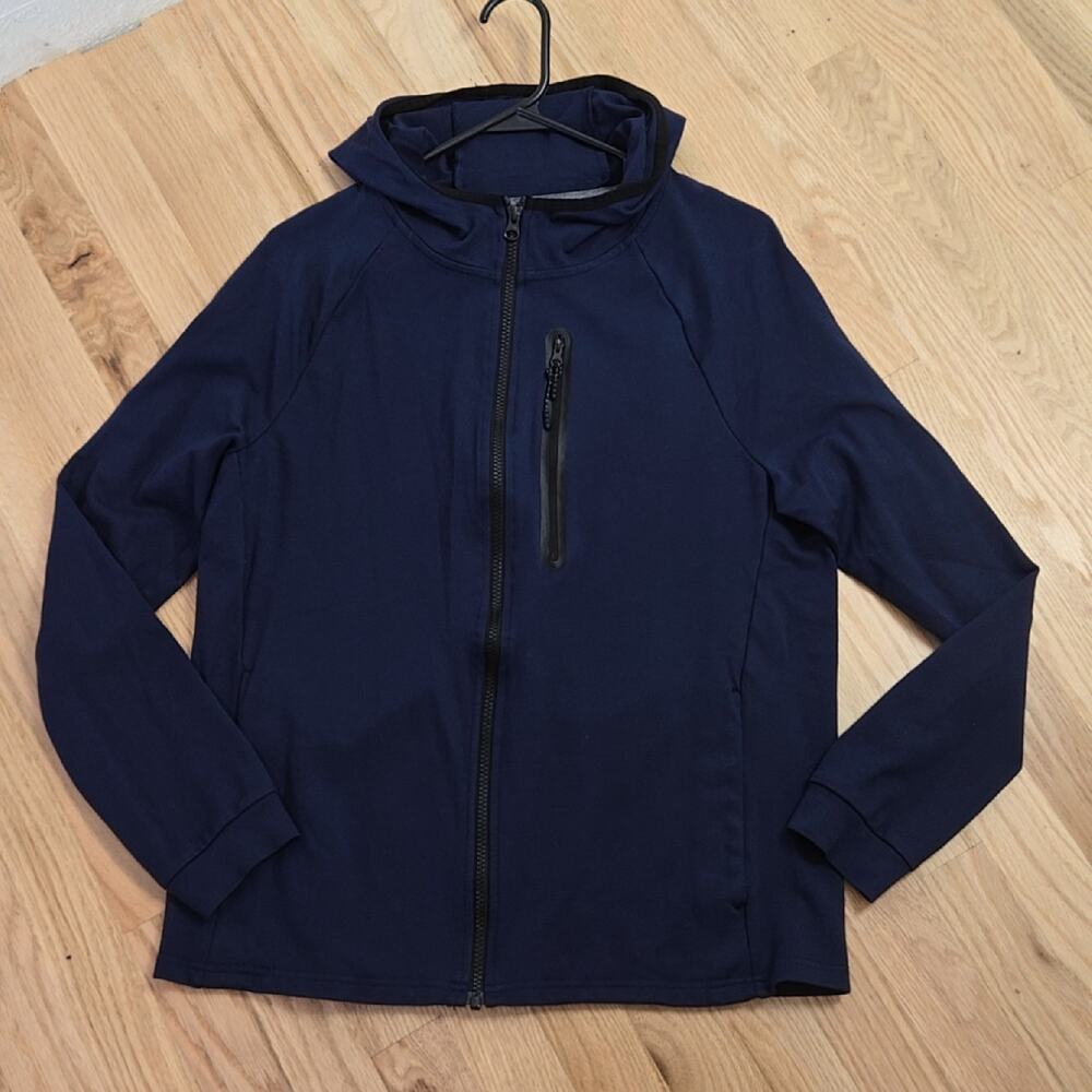 Makers Mark Men's Navy Blue Hooded Full Zip Jacket small